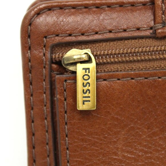 FOSSIL BI-FOLD WALLET COGNAC BROWN LEATHER - GREAT CONDITION - Picture 5 of 6
